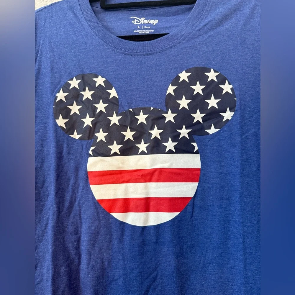 Disney Blue Mickey Mouse Patriotic Adult Tee - Size Large - Picture 2 of 4